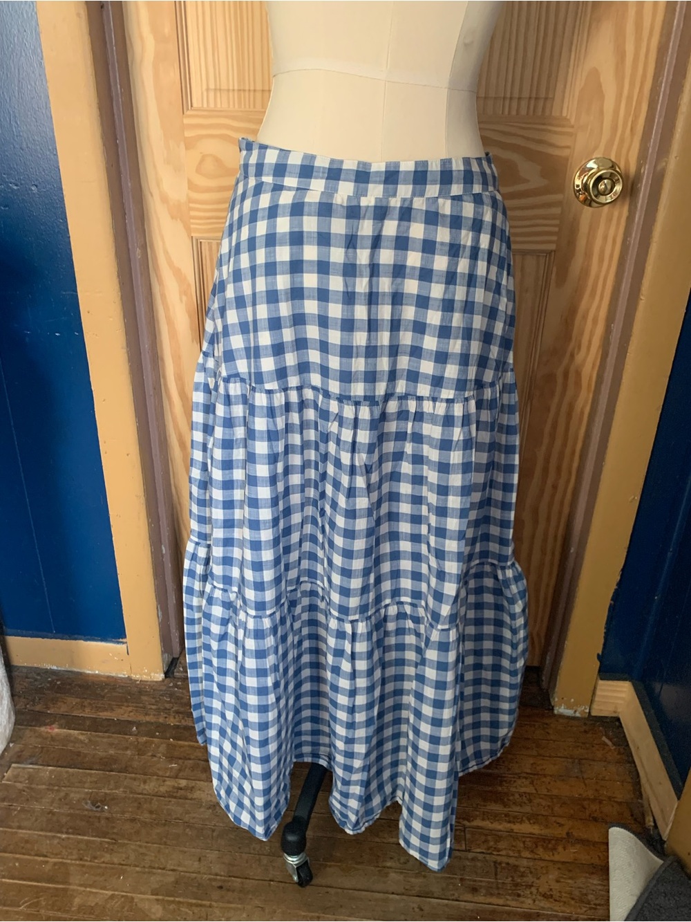 GAP Blue and White Gingham Maxi Skirt
